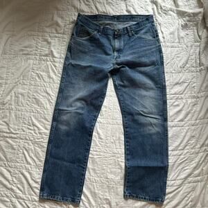 wrangler Straight leg distressed faded jeans sz 38x32 cowboy western workwear